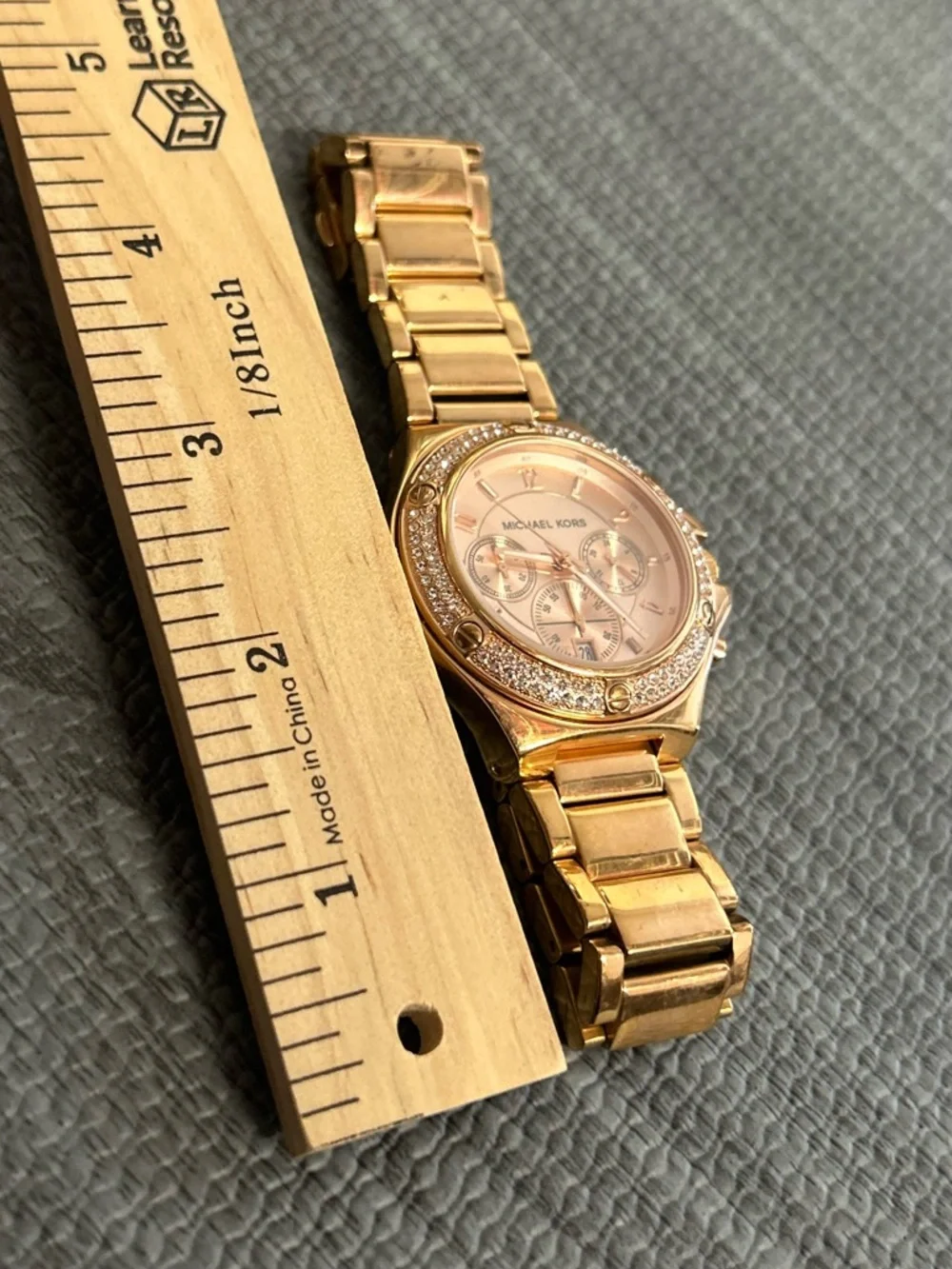 Michael Kors Rose Gold Tone Crystal Bezel Women's Chronograph Watch